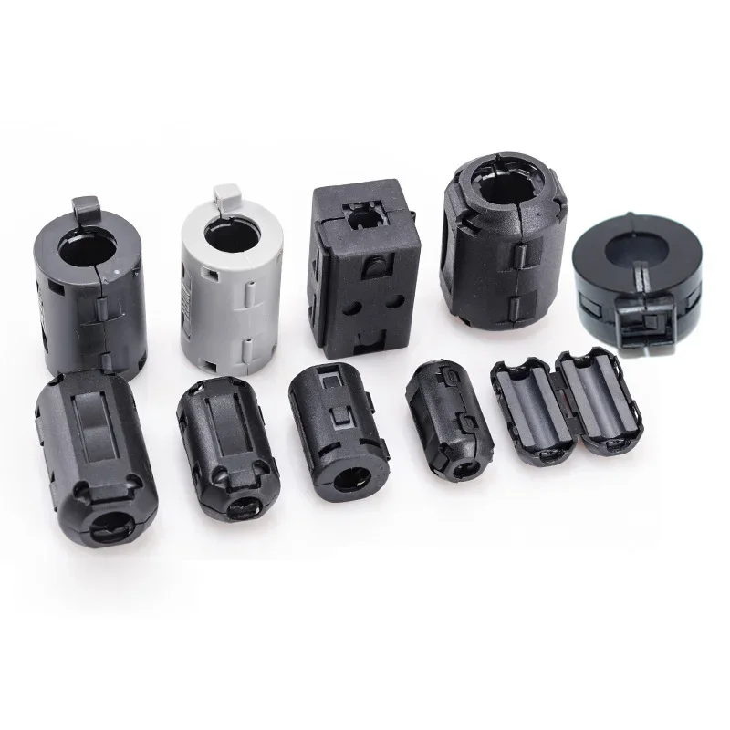 EMI Clamp Clip On USB Cable Ferrite Core Ferrite Magnetic Ring Easy Installation With Black Plastic Case