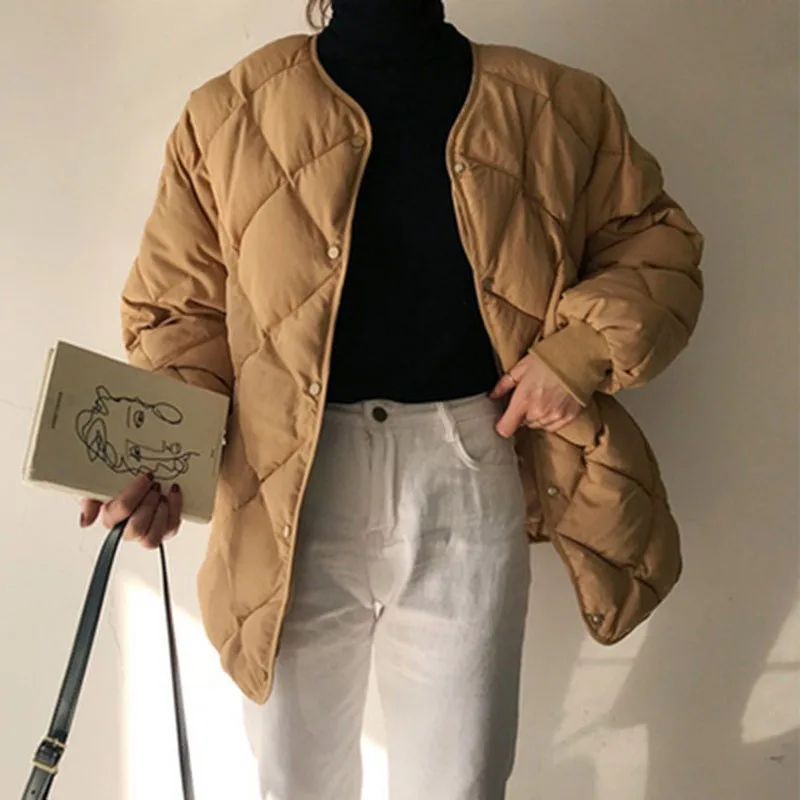 Fashion Winter Outwear Woman Casual Jackets Solid Tops Korean Style Simple Fresh Stylish Warm Women Coat Loose Thicken