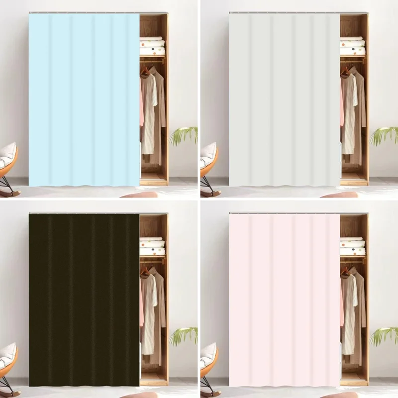 VIKAMA Solid Off White Cabinet Curtain Self Adhesive No Drill Wardrobe Door Cover Plain Color Dustproof Closet Cupboard Decor