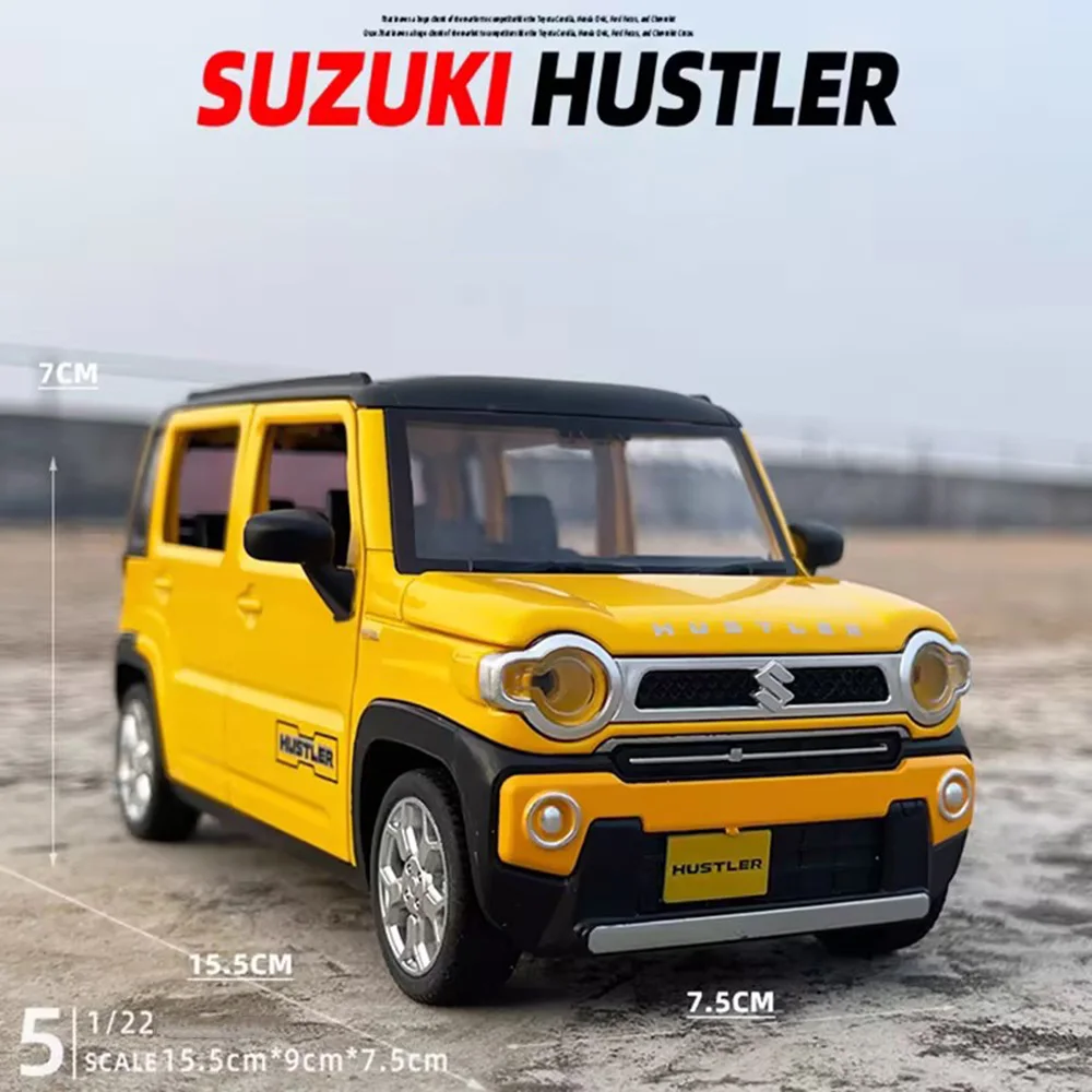 1/22 Suzuki HUSTLER Toys Model Car Metal Diecast Cars 6 Doors Can Opened Alloy Body Sound Light Pull Back Toy Boy Festival Gift