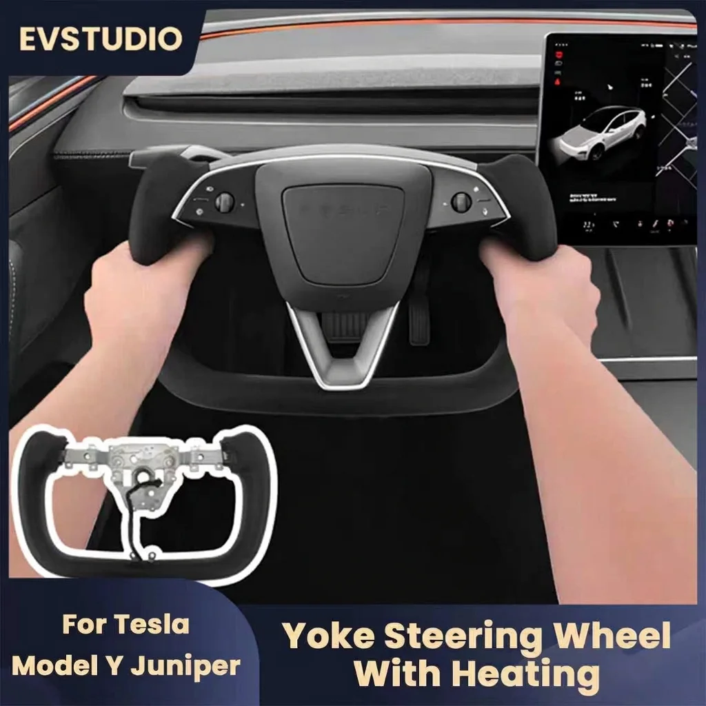 

Nappa Leather Steering Wheel for Tesla Model Y Juniper Heat Yoke Handle Steering Wheel Personalized Customized Car Accessories