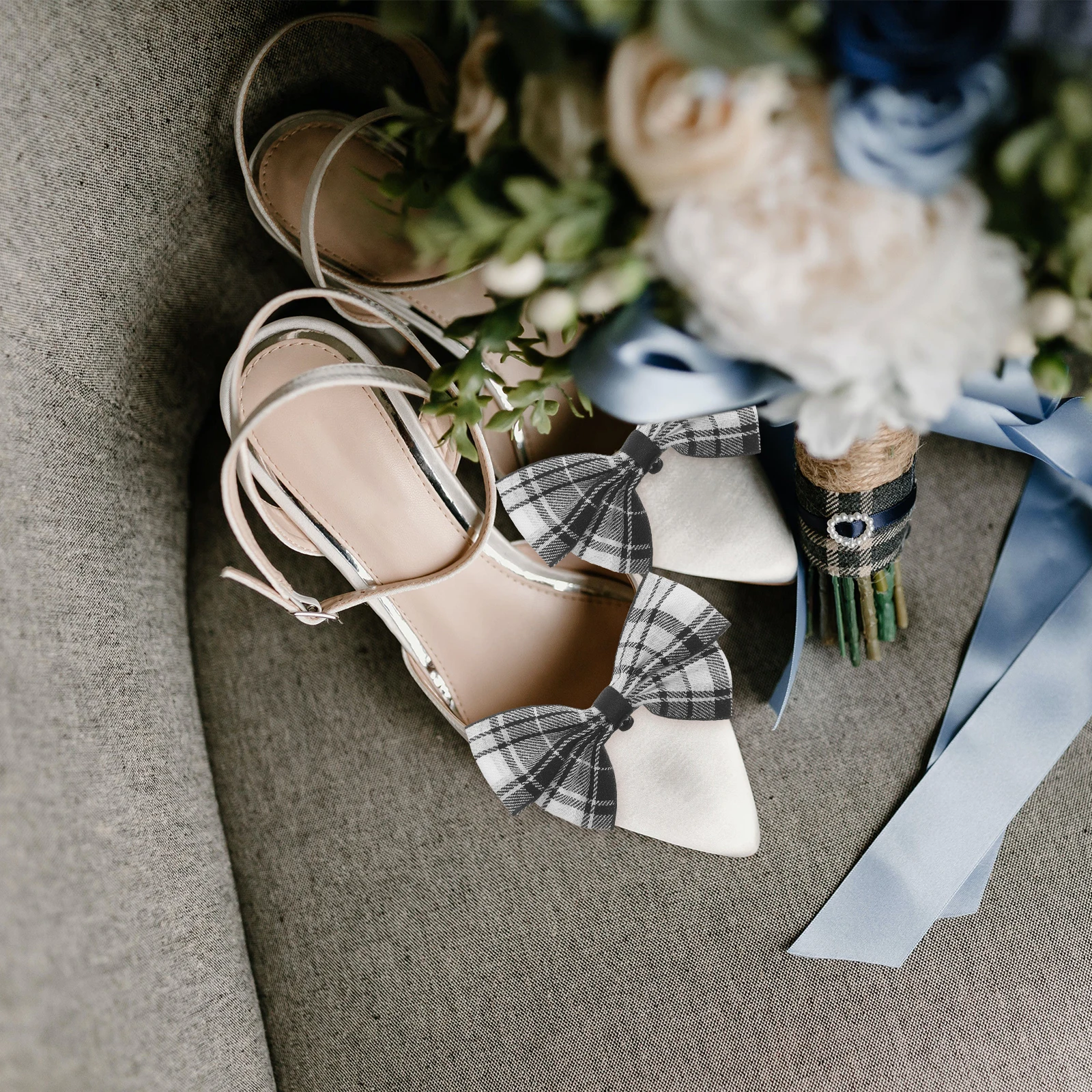 

1 Pair Bowknot Shaped Clips Decorative Bow Shoe Buckle Dots Print Embellishments For Women Adjustable Detachable Elegant
