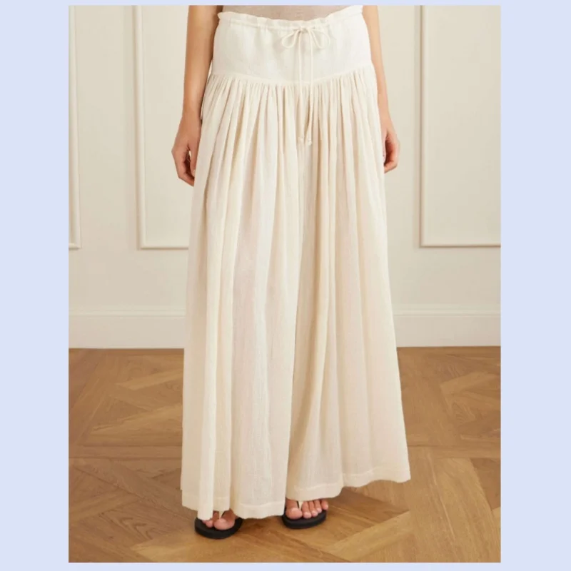 26 year spring/summer new style extremely simple style drawstring high waisted and swinging temperament lazy wide leg pants