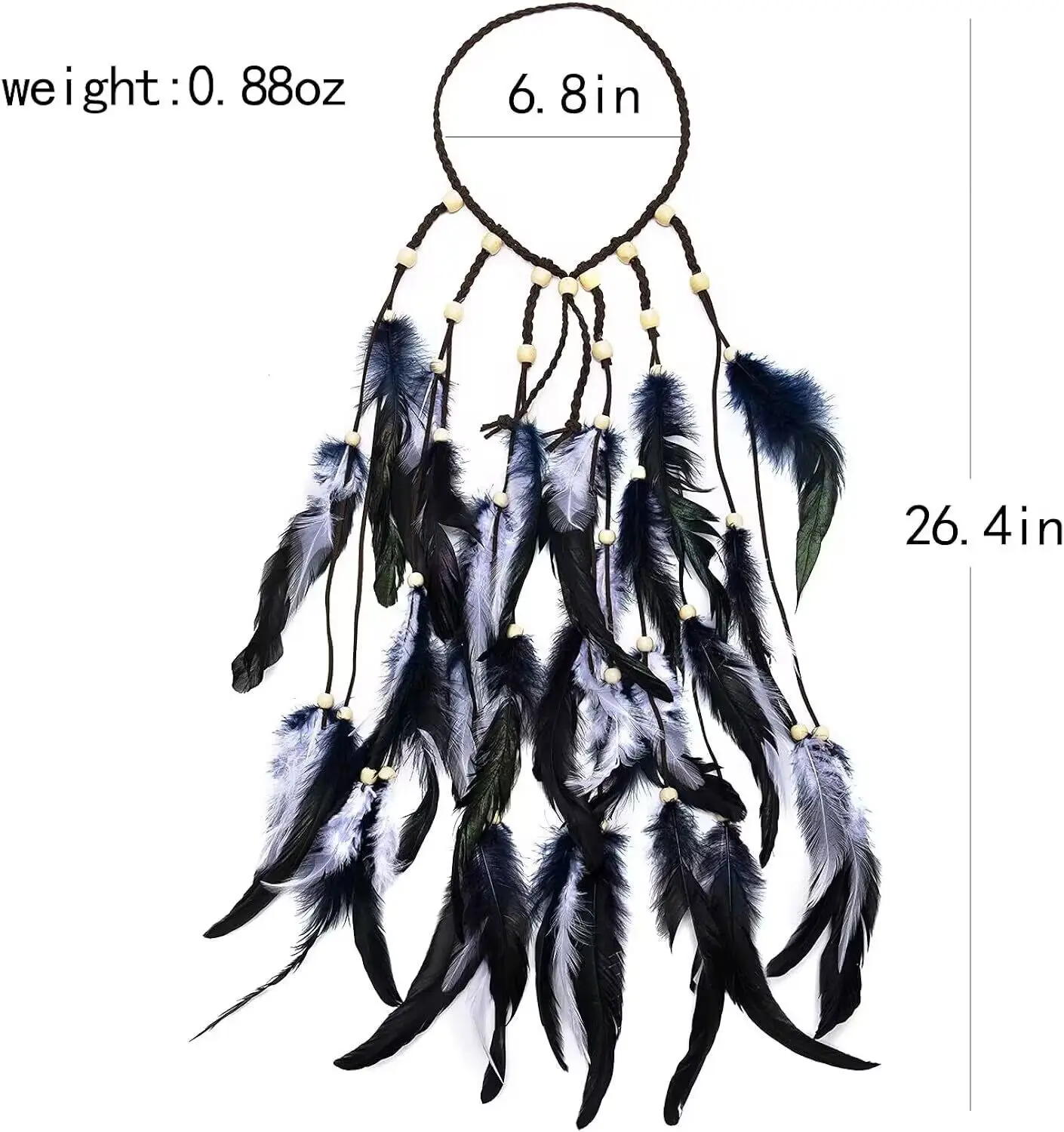 Bohemian long handmade two tone feather headband shooting accessories headband feather headband for women