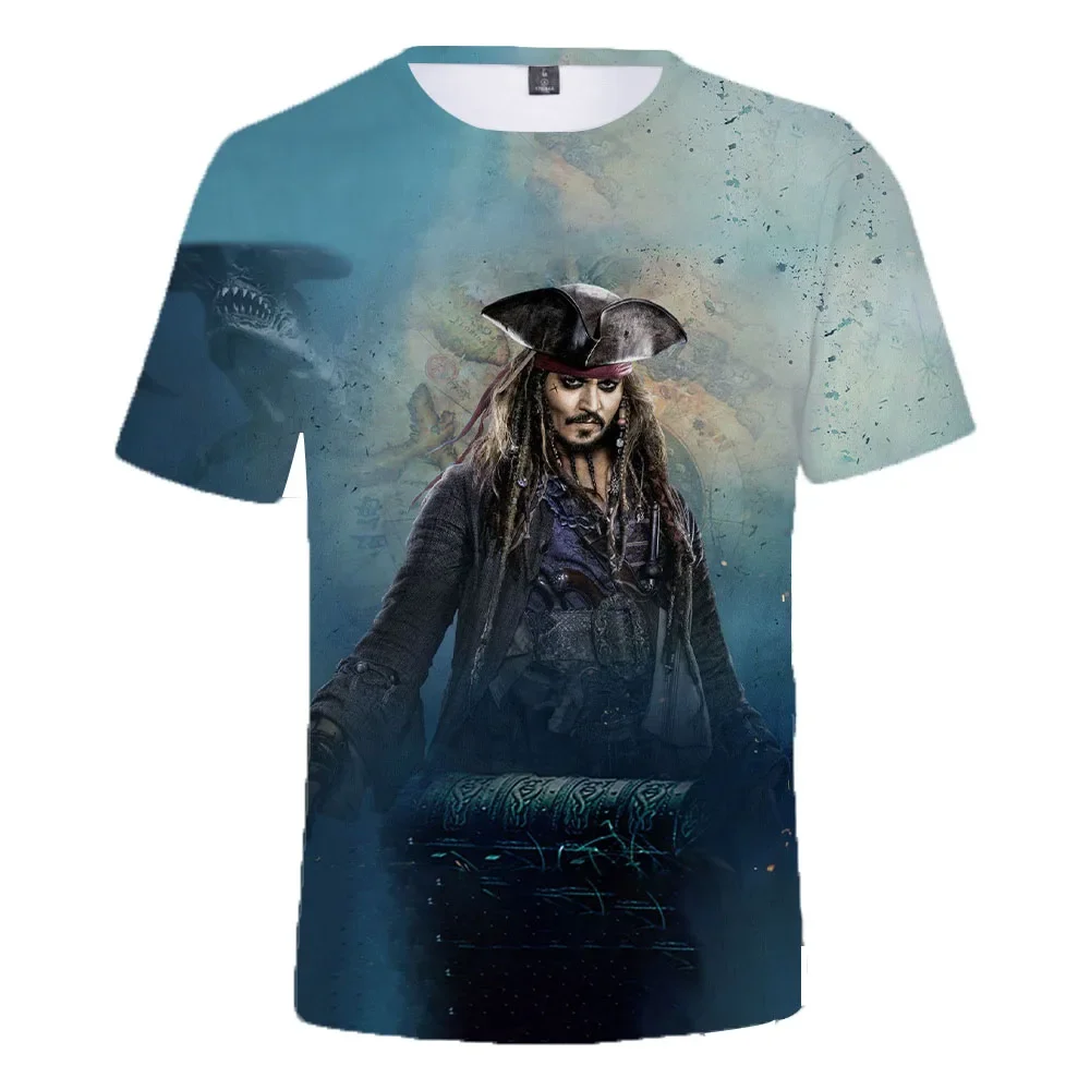 2024 Disney Pirate of Caribbean 3d Print T Shirt Men T-shirt Jack Sparrow Tshirt Children Unisex Tshirt Casual Top Pirates