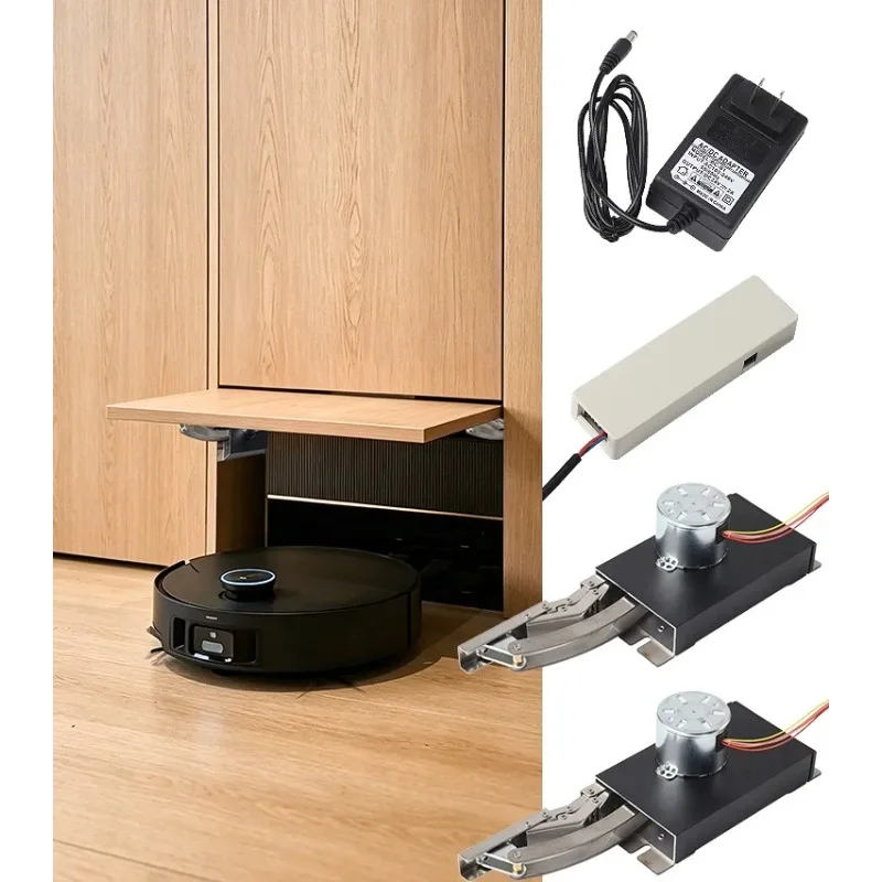Intelligent sweeping robot electric upturn door hinge, side mounted double motor automatic induction electric door opener