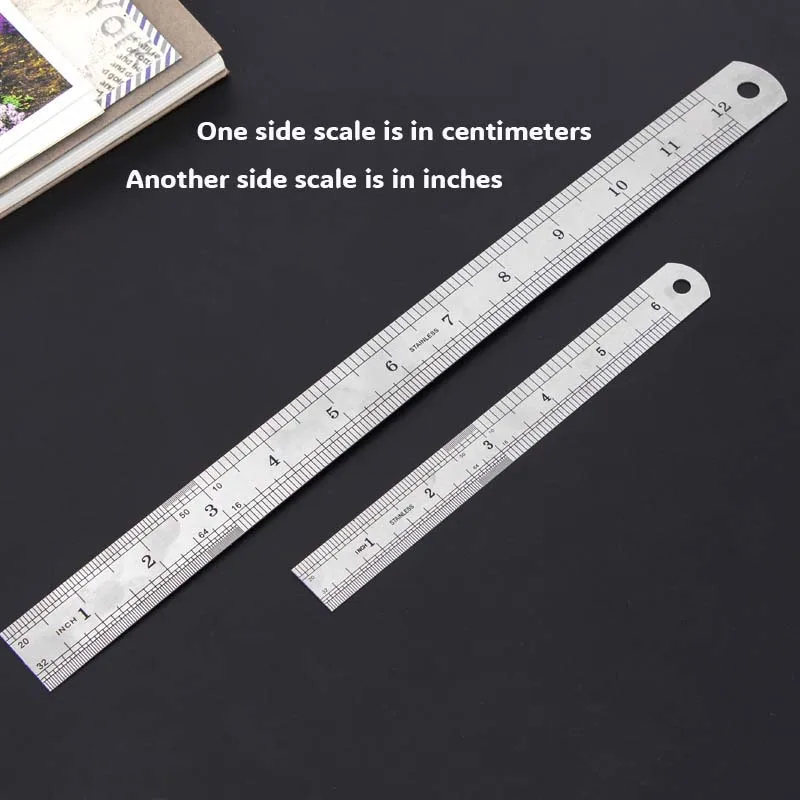 Metal Ruler Stainless Steel Precision Measuring Tool School Office Straight Ruler 15-40cm