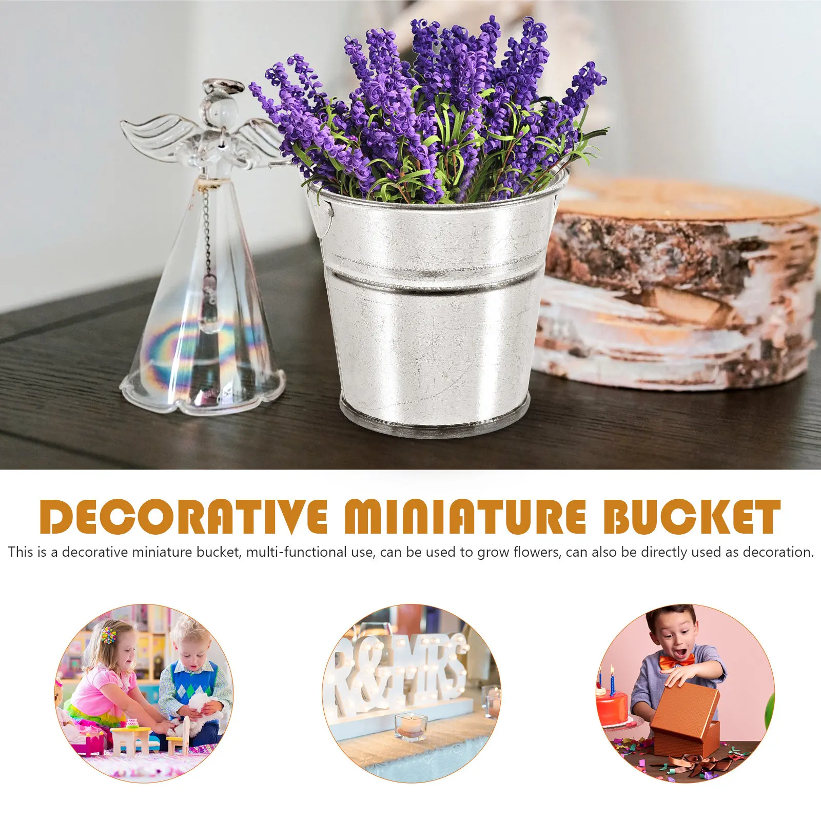 6Pcs Reusable Mini Iron Buckets with Handle Micro Landscape Decorative Bucket for Flower Planting Candy Storage Holiday Party