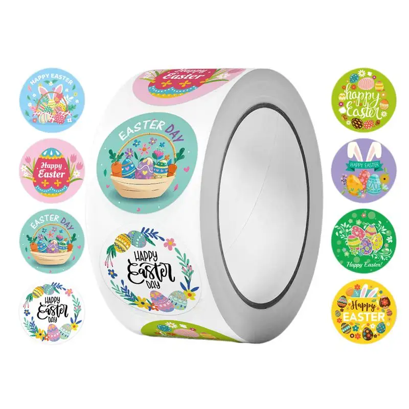 

New Easter Gift Bunny Egg Cartoon Decoration Roll Sticker Sealing Adhesive Label Easter Day Holiday Happy Label Party Decoration