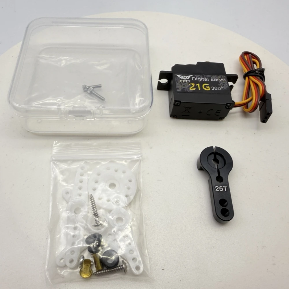 FFTY 21G waterdichte RC legering digitale micro-servo's, Metal Gear servo's voor 1:14 1:18 1:16 RC vliegtuigrobot met 25T zwenkarm