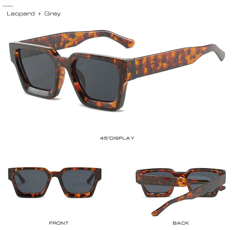 SO&EI Fashion Square Frauen Luxus Sonnenbrille Retro Marke Designer Männer Trend Leopard Blau Grün Sonnenbrille Shades UV400 – Detail 10