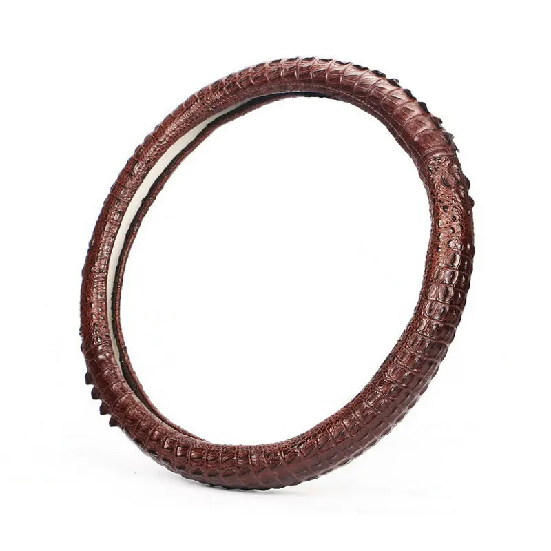 

High Quality 38cm Universal Steering Wheel Cover Non-Slip Crocodile Leather Car Accessories