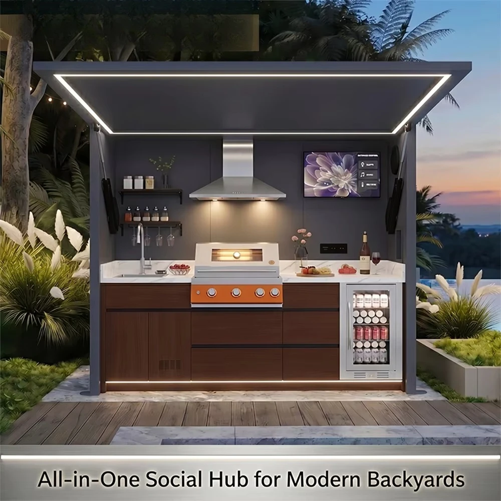 FOODLINE 304 Stainless Outdoor Kitchen Drawer Cabinet For Built In Gas Grill BBQ Island