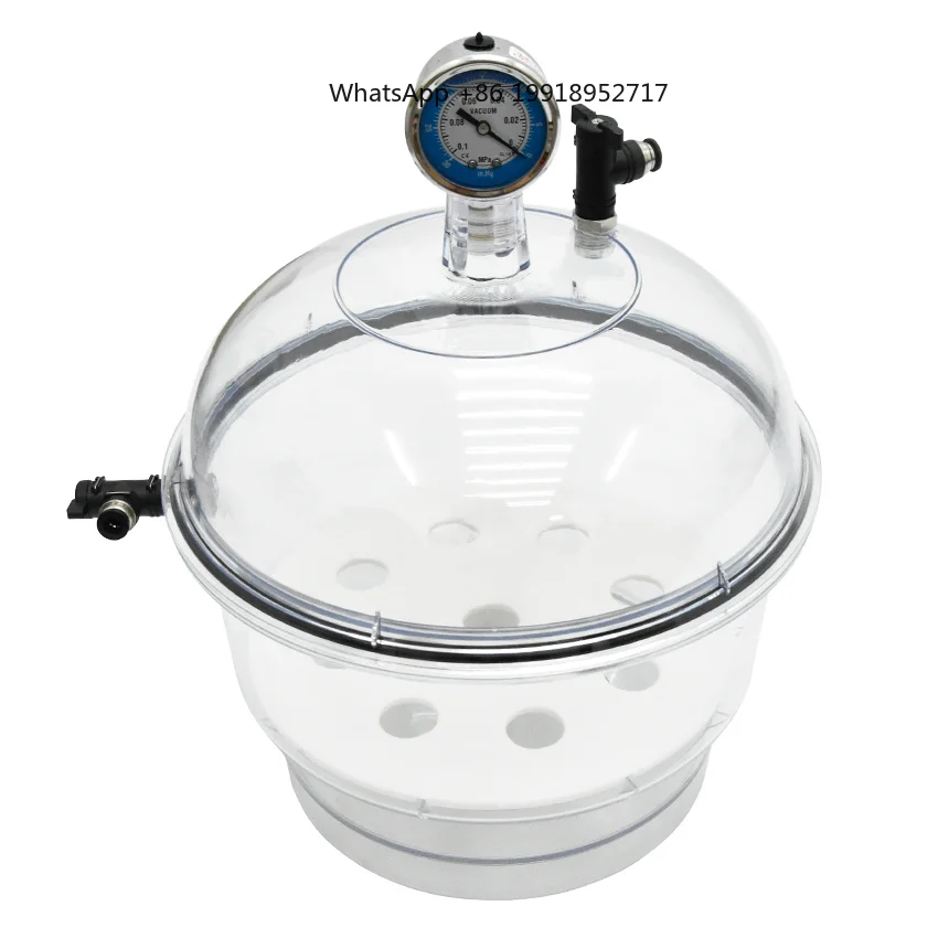 150mm/250mm Laboratory Plastic Vacuum Dryer with Pressure Gauge Transparent Vacuum Drying Device