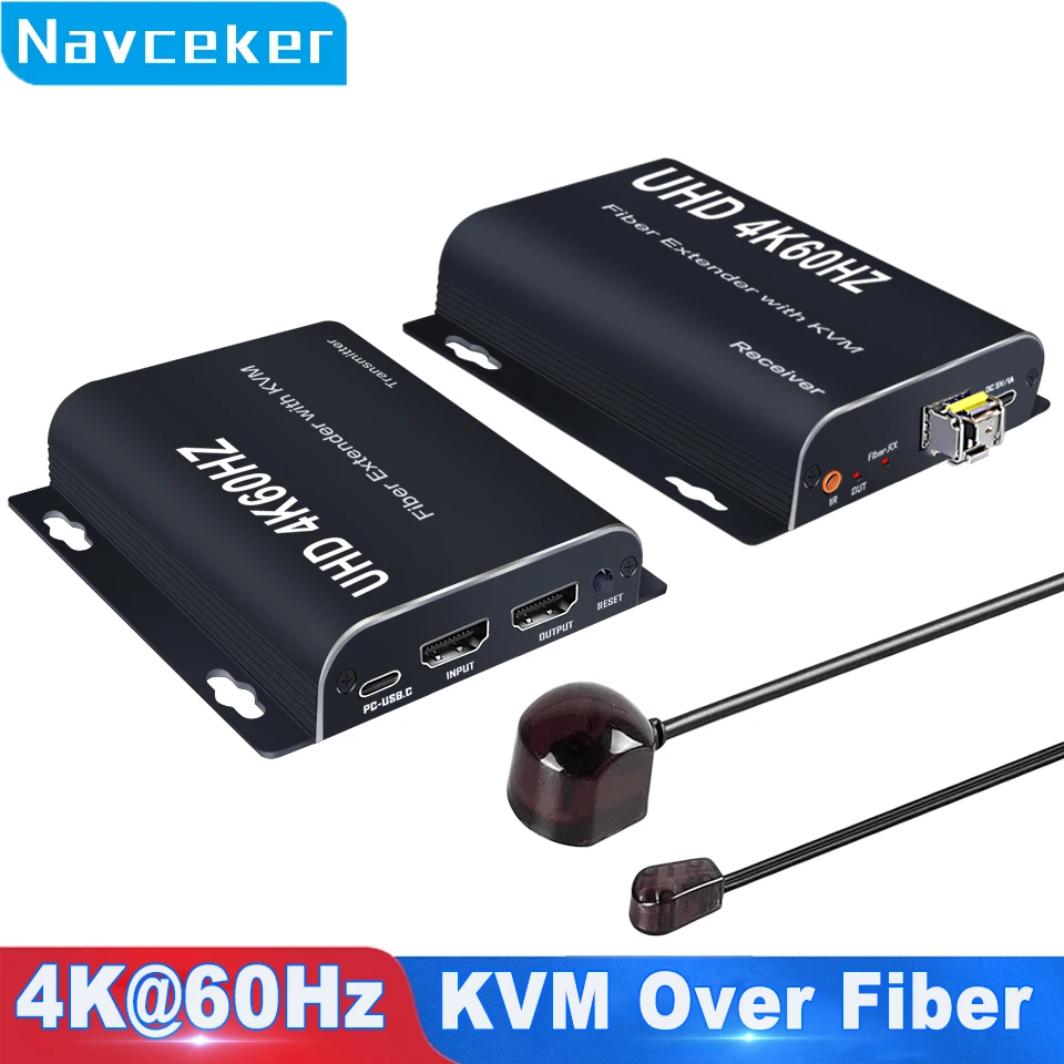 4K 60Hz 20Km HDMI Optic Fiber Extender Converter over LC Fiber Optic Cable KVM HDMI Fiber Video Transmitter Receiver For PC TV