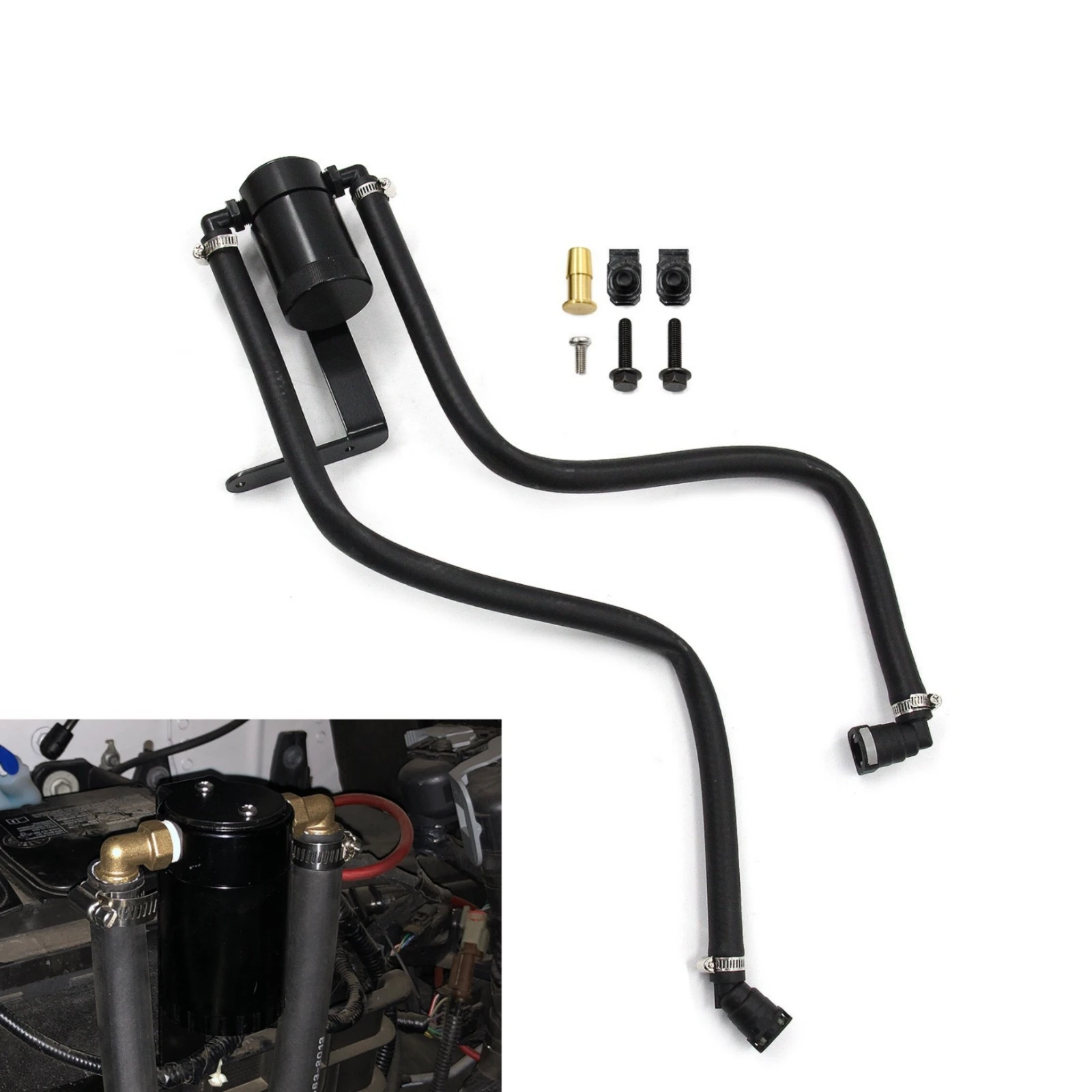 Oil Catch Can Kit with Hoses Adjustable Oil Separator Tank Canister High-Temperature Resistant Car Part Universal for Drivers