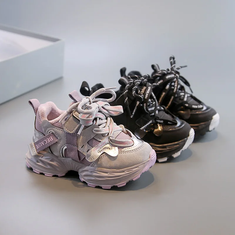 

Children's fleece-lined sports shoes 2025 Warm baby girl casual shoes and soft sole shoes for boys