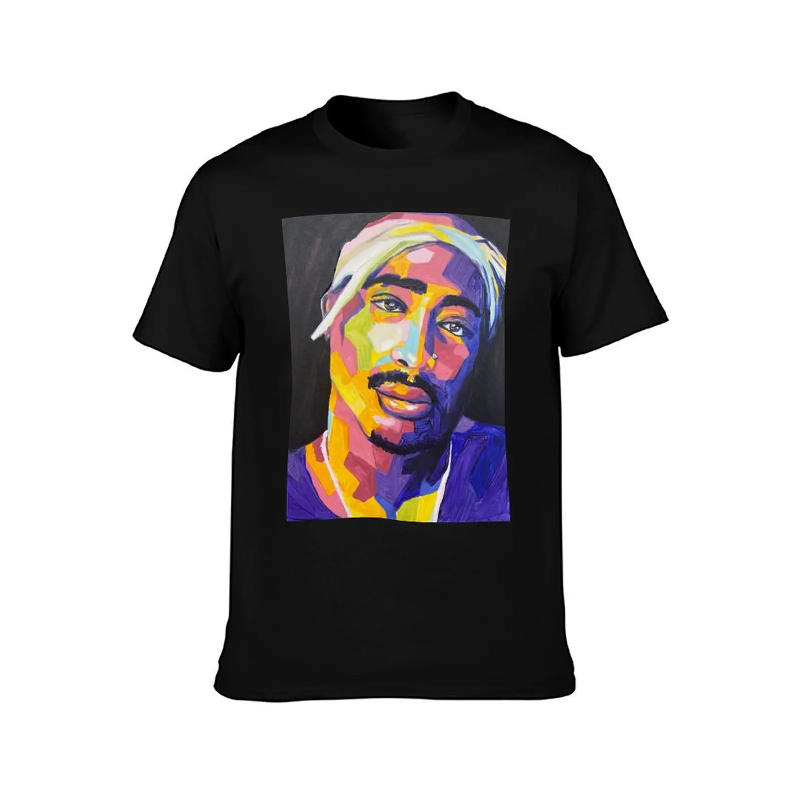 Tupac- Multi Color Pop Art (Rapper/Music Illustration) T-Shirt t shirts for man slim fit T-Shirt