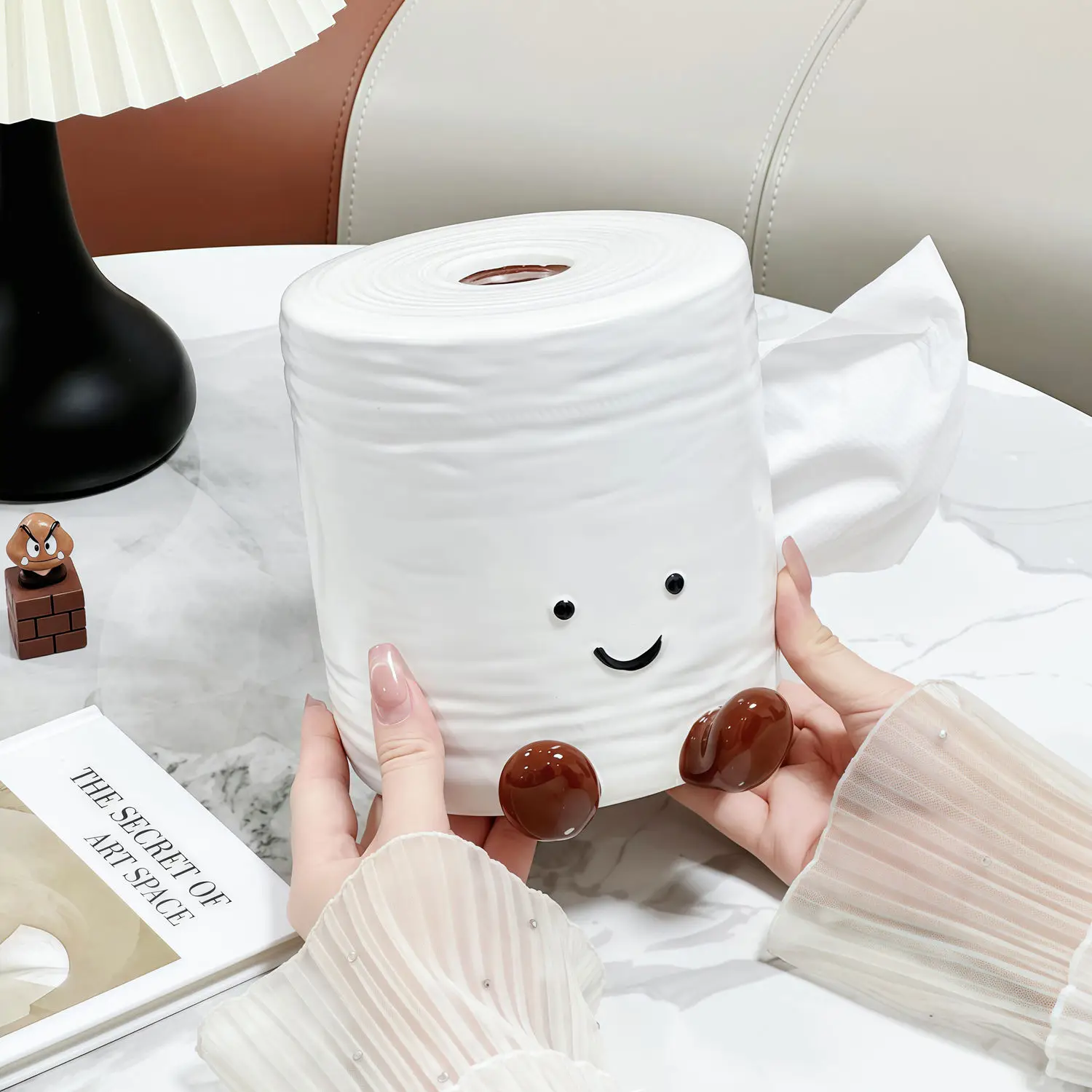 

Creative Cartoon Ceramic Paper Box Cute and Fun Toilet Paper Storage Living Room Desktop Decoration Ornaments Holiday Gift