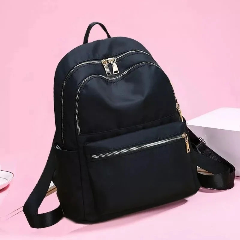 

Backpack Women Travel Casual Lady Bags Oxford Cloth Solid Black Laptop Bag Double Shoulder School Bag Teenage Youth Backpacks