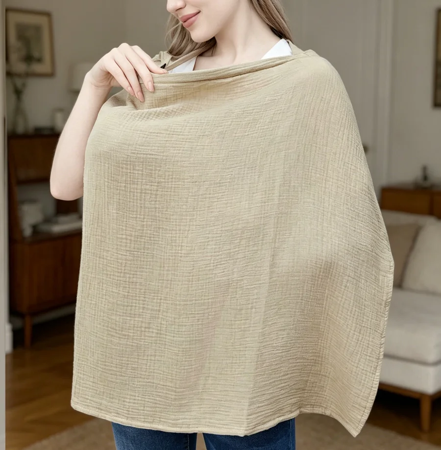 1pc Soft & comfortable  Pure Cotton Soft Skin-Friendly Nursing Cover With Lace Trim For Breastfeeding Moms, Great For Outdoor Us