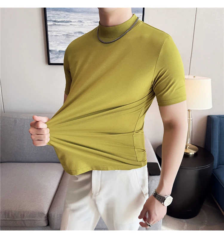 High Quality Skin-friendly T-shirt Men Summer Cool Cotton Tee Solid Color Round Neck Base Short Sleeve T-shirt Male Big Size 4xl