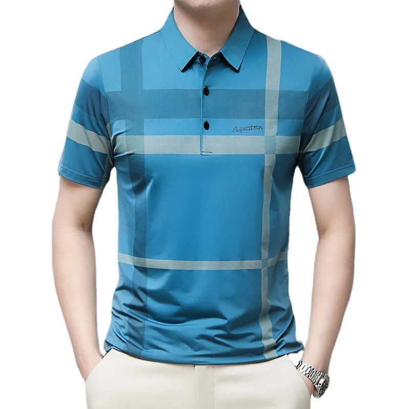 Polo Shirt Men Summer Casual Stripe Polo Tee Shirt Loose Thin Male Polos Shirts Tops