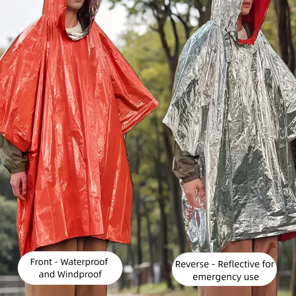 1/5Pcs Emergency Rescue Raincoat Raincoat Warm Raincoat Heat Reflective Waterproof Camping Hiking Wwarm Rescue Space Blanket