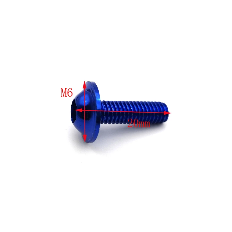 알루미늄 페어링 볼트, 오토바이 볼트 나사, 블랙, 레드, 블루, 골드 양극산화, 10 개, m6 x 20mm