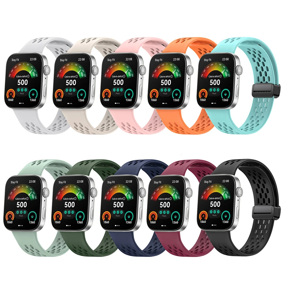 Silicone Strap For Huawei Watch Fit 3 Band Hole style magnetic folding buckle watchband