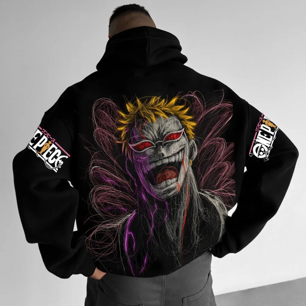 One Piece Men's Zipper Coat Hoodie Sweater Long-sleeved Jacket Marshall D. Teach Japan Anime Spring and Autumn Niche Luxury Top