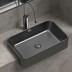 Semi-embedded Ceramic Bathroom Vessel Sink Bowl Single Sink Bowl Lavatory Wash Hand Basin Gray Stone Pattern Household WashBasin