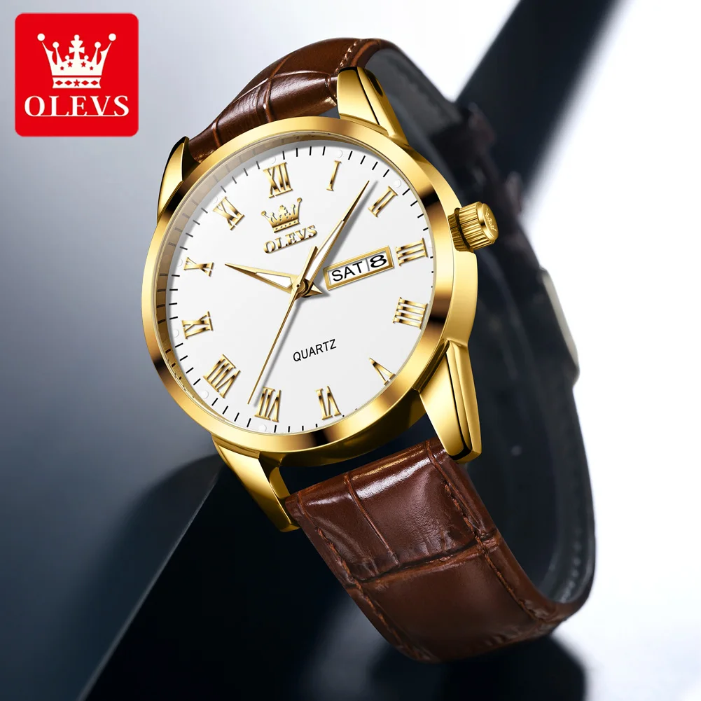 OLEVS 5892 Watch Men's Watches Simple Quartz Week Date Watches For Men Waterproof Luminous Business Classics Male Clock