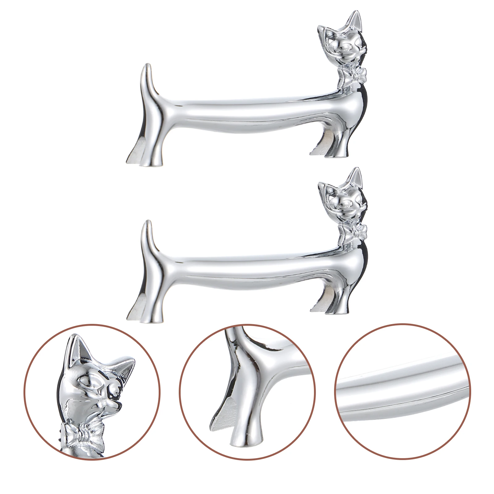

2pcs Silver Gentleman Cat Metal Chopstick Rests Practical Tableware Holders Easy to Clean Home Decorations