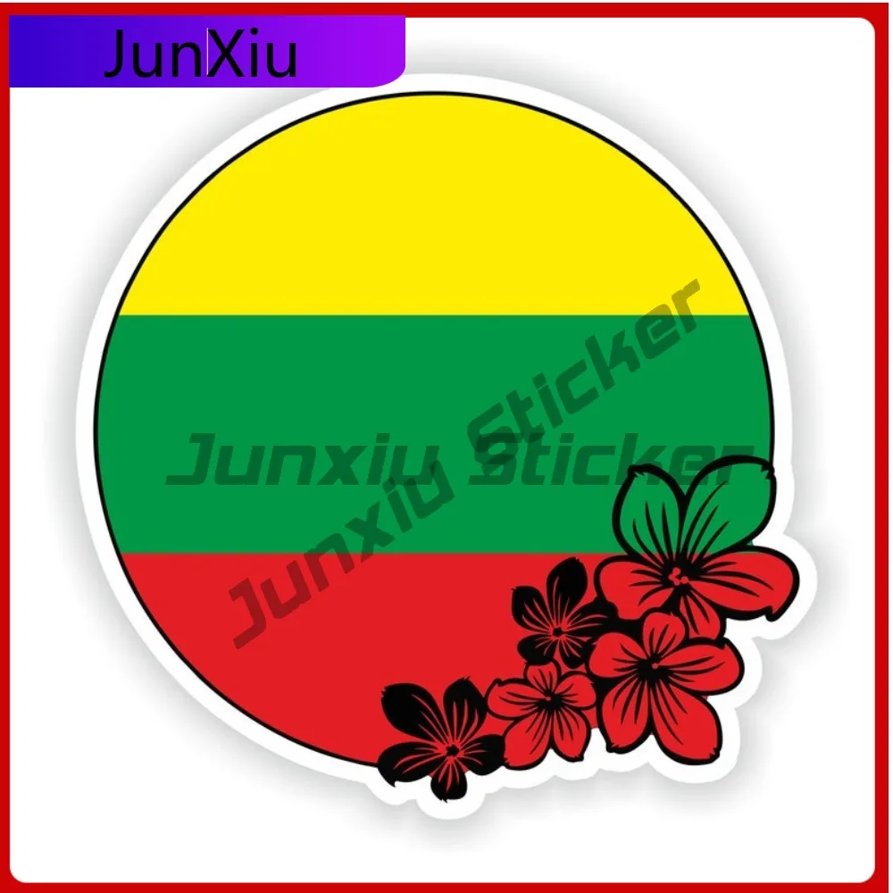 

Литва, круглый флаг, цветок, виниловые графические наклейки, украшение 125, украшение на окно автомобиля мотоцикла, водонепроницаемые наклейки, аксессуары