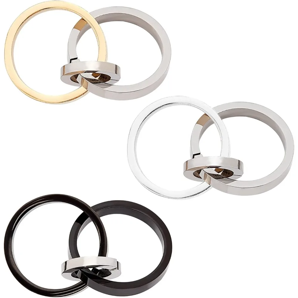 

3Pcs 3 Color 304 Stainless Steel Interlocking Ring Pendants Interlocking Rings Couples Charms Pendant