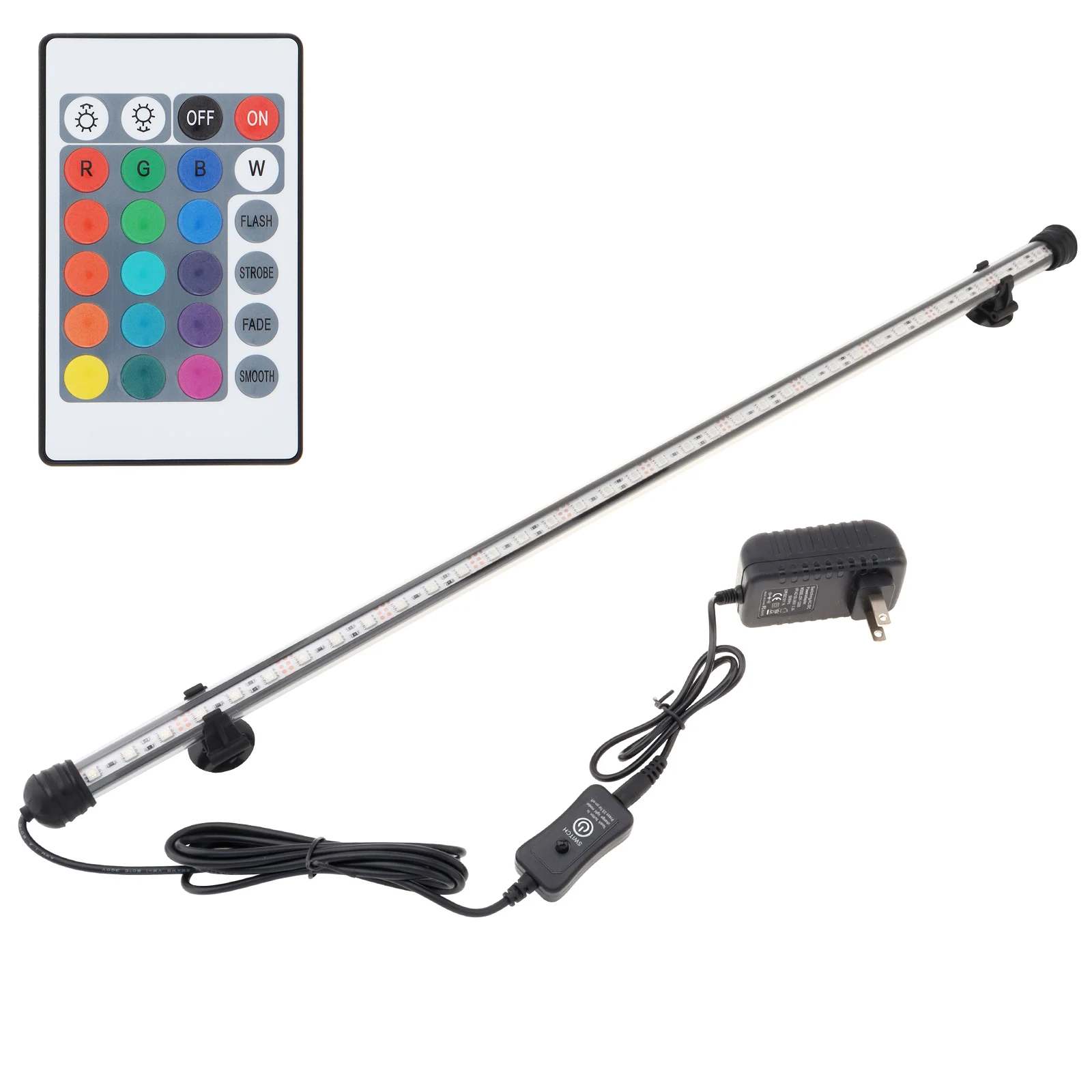 18-62CM Aquarium Fish Tank LED Light 5050 SMD RGB Submersible Waterproof Strip Light with Remote Control