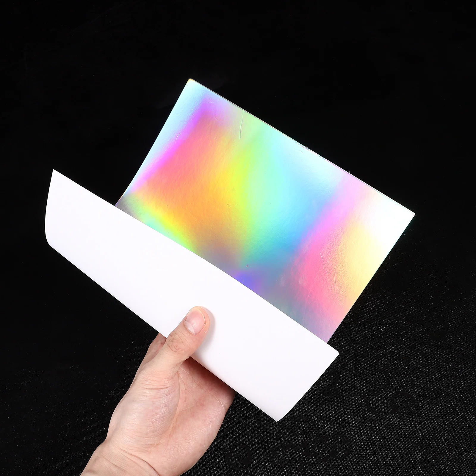 

50 Pcs Paper Scrapbooking Kraft Holographic Square Colour for Craft Crafting Child Card