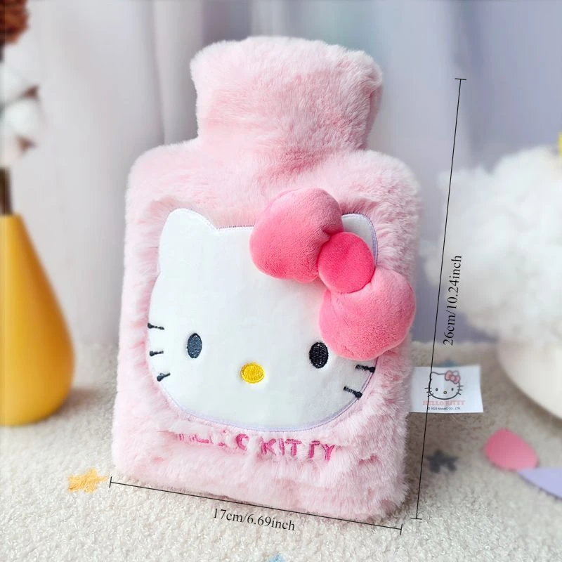 Sanrio butelka na gorącą wodę Hello Kitty Kuromi Cinnamoroll Melody wielokrotnego użytku zmywalna grzewcza pluszowa torba na gorącą wodę prezenty