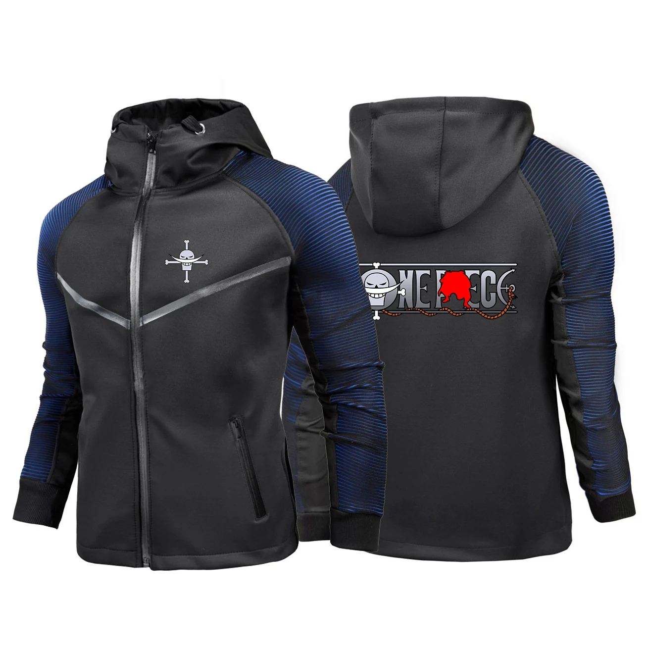 

One Piece Logo Print 2026 Eye-catching Racing Suit Jacket Spring And Autumn Whitebeard Logo Men's High Street Coat Hoodies