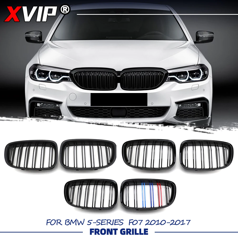 

XVIP Double Line Style Upper Racing Grills For BMW 5-Series F07 2010-2017 Glossy M-Color Front Bumper Racing Grille