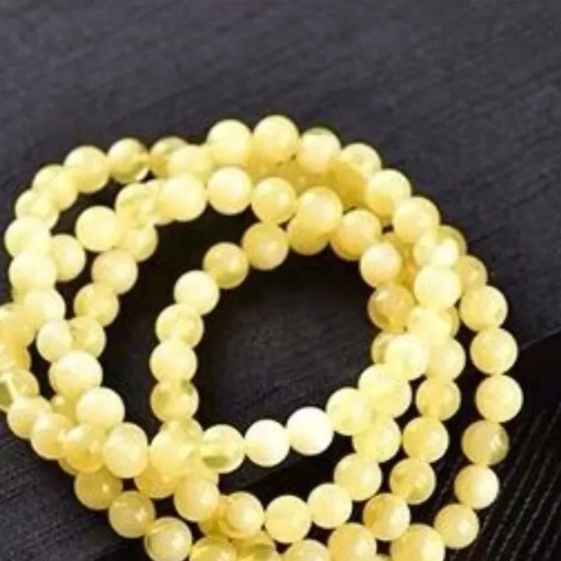 سوار شمع العسل 108 خرز بوذا، سوار خرز دائري من زيت الدجاج العنبر الأصفر، قلادات للرجال والنساء، دوائر متعددة. #3