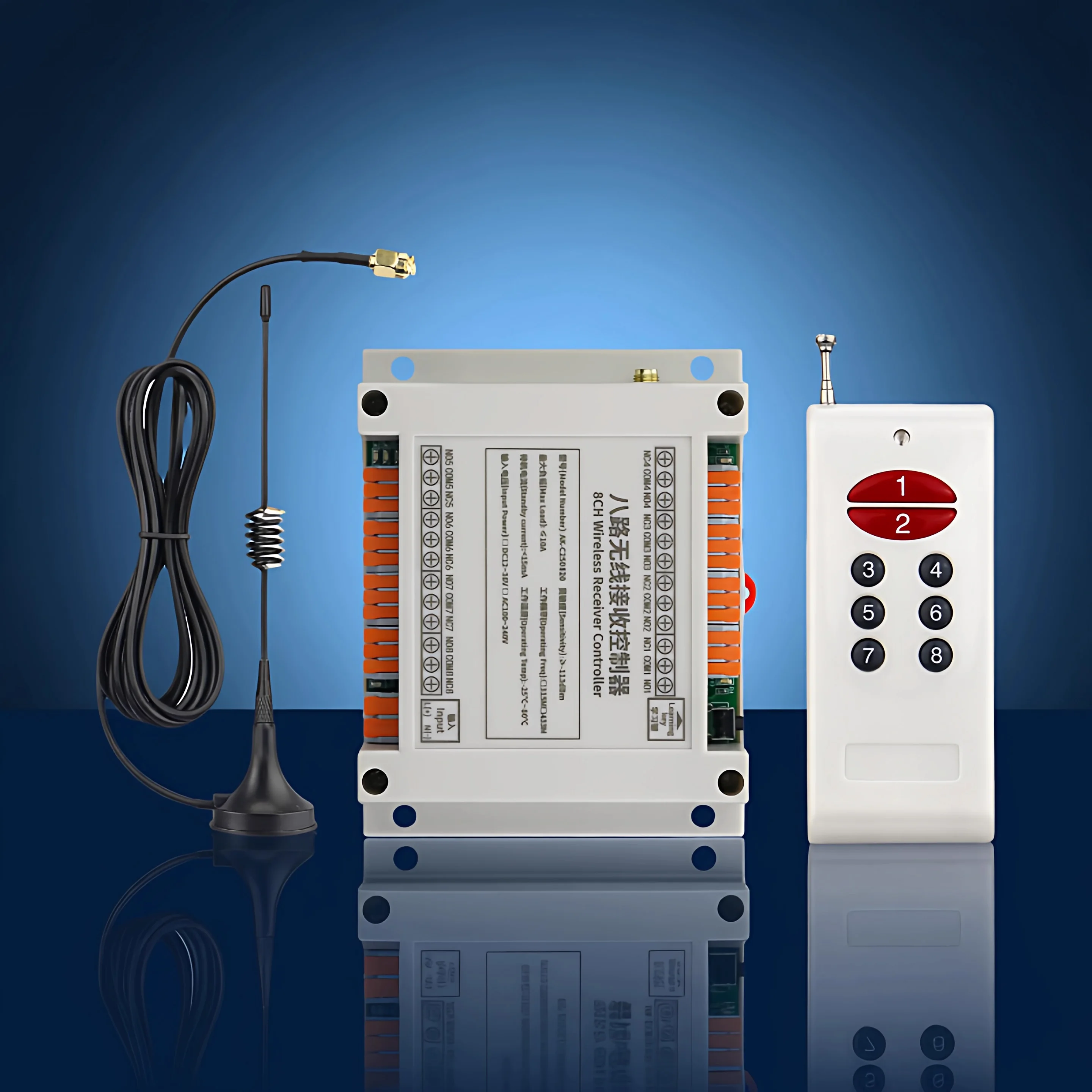 433mhz DC 12V 24V 36V  8 channel  RF Wireless Remote Control  system  Receiver  Transmitter Universal power industrial 3000m