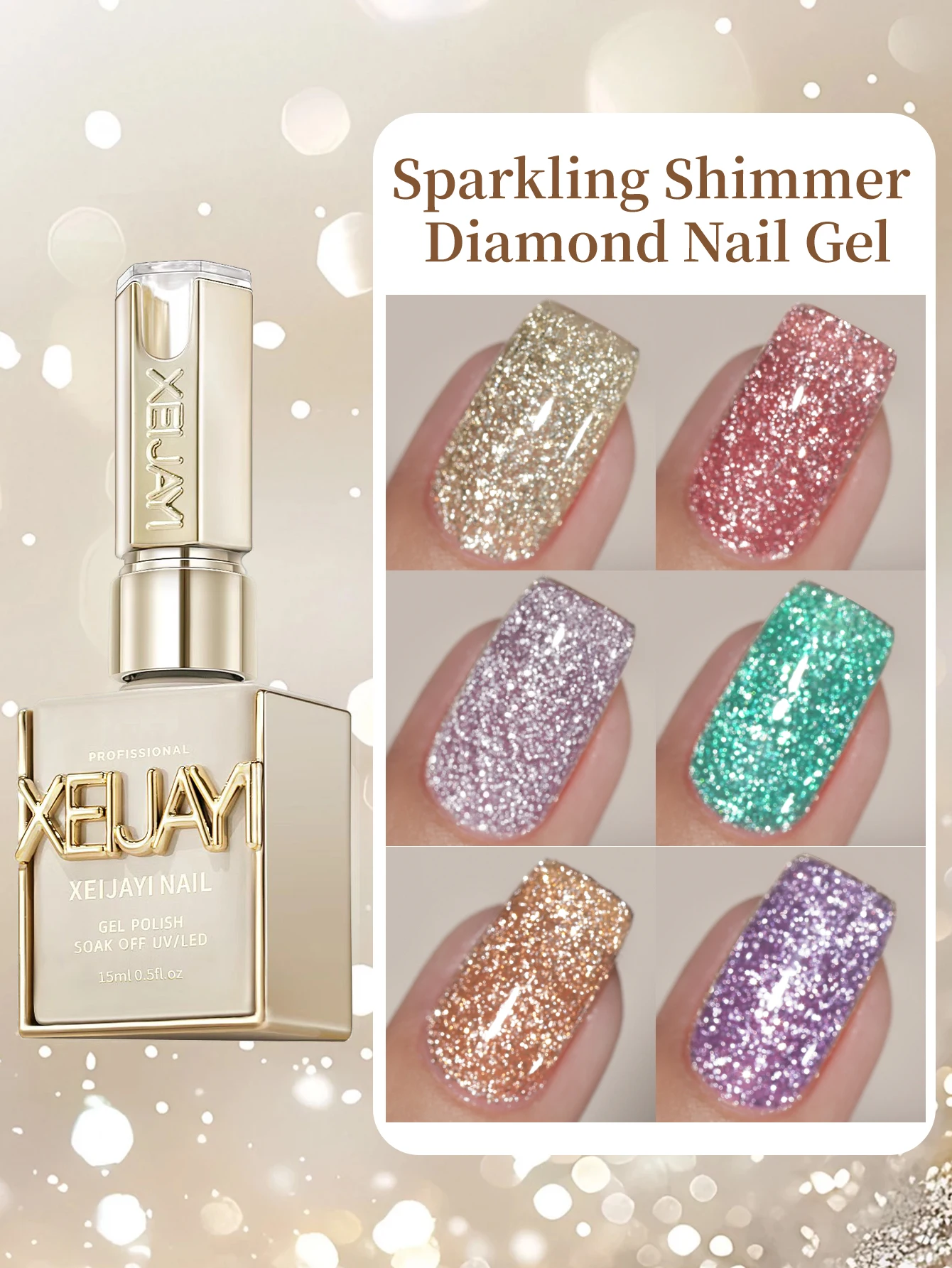 

XEIJAYI 6 шт. 15 мл набор измельченных гель-лаков для ногтей с водяным светом, УФ-светодиодный замачиваемый гель для ногтей, полупостоянный, качество дизайна ногтей в салоне своими руками