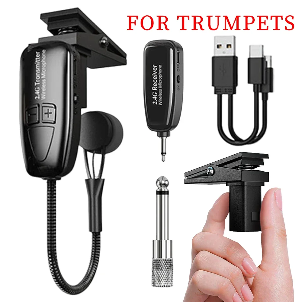 

UHF Wireless Instruments Saxophone Microphone Wireless Receiver Transmitter,160ft Range,Plug and Play,Great for Trumpets