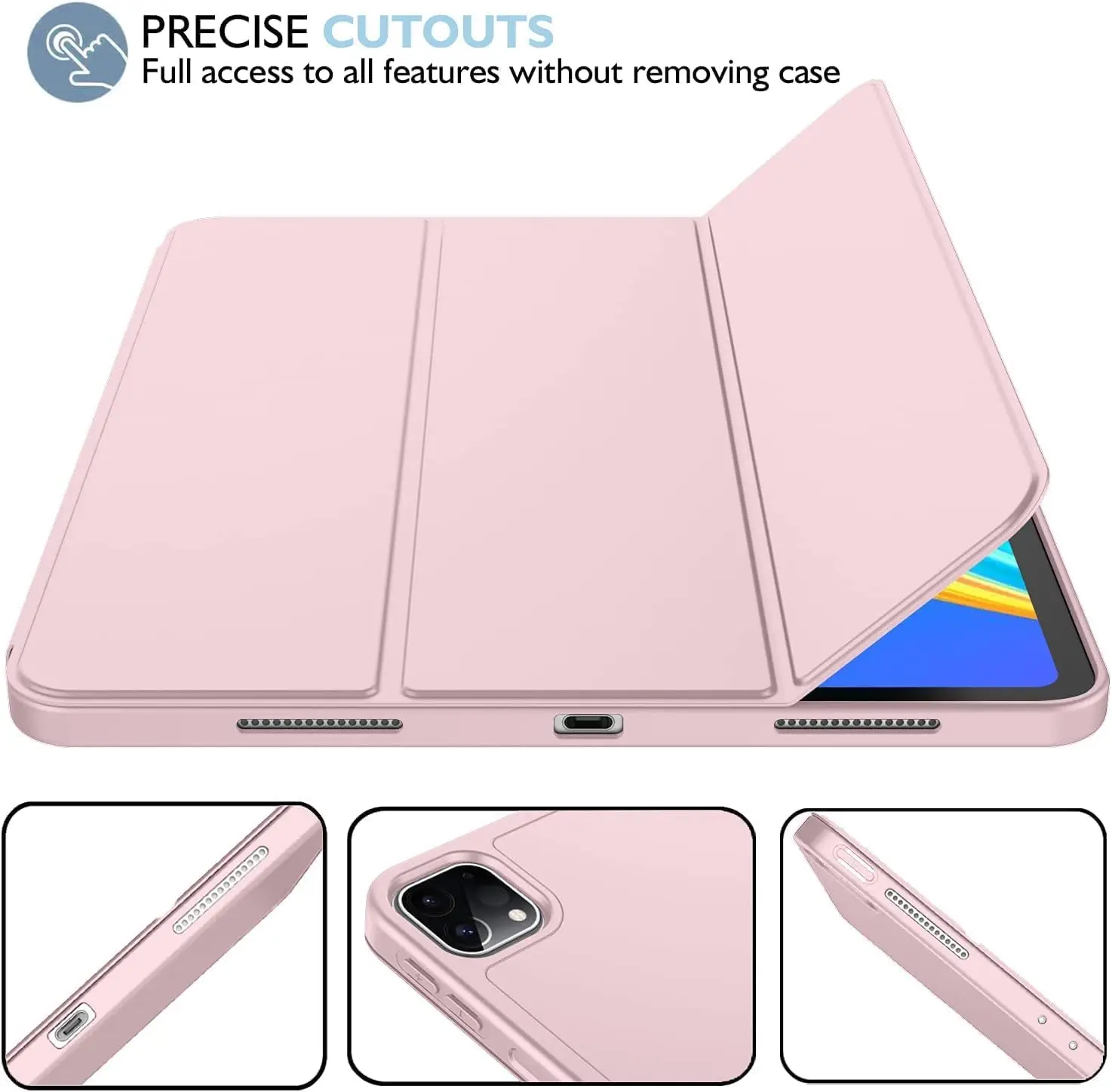 

для iPad Pro 11-дюймовый чехол M4 2024 (го поколения) с держателем для карандашей, [поддержка Pencil Pro и Pencil], смарт-чехол с тройной подставкой
