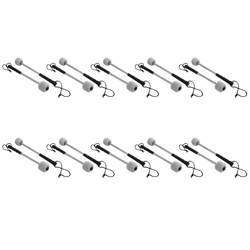 ABKV-20Pcs Bass Drum Mallet Felt Head Percussion Mallets Timpani Sticks With Stainless Steel Handle,White