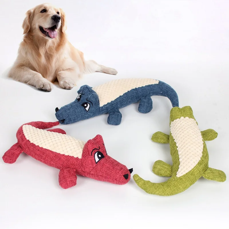 Pet Stuffed Alligator Canvas Toy Puppy Grinding And Tooth Cleaning Tools Dogs Chew Toys To Solve Boredom Bite Resistant Doll