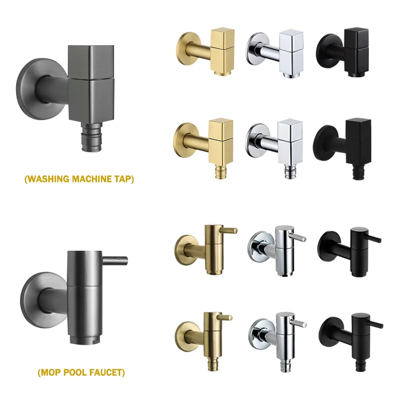 

High Quality Brass Faucet Extended Outdoor Garden Faucet Wall Mounted Bathroom Corner Washing Machine Faucet