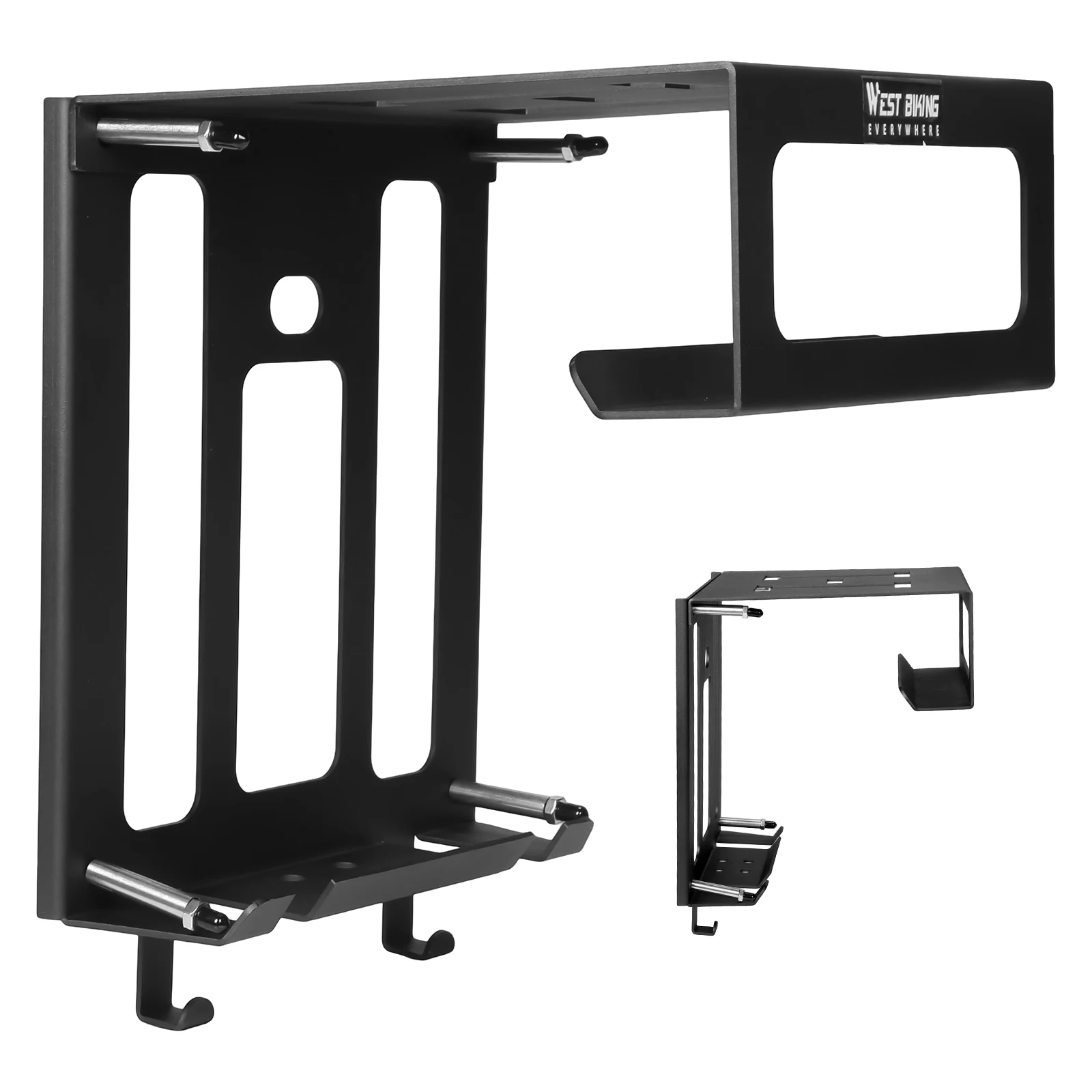 

Настенное крепление для велосипеда с полкой и крючками, держатель для хранения горных и шоссейных велосипедов, выдерживает до 55 фунтов, для гаража или использования в помещении